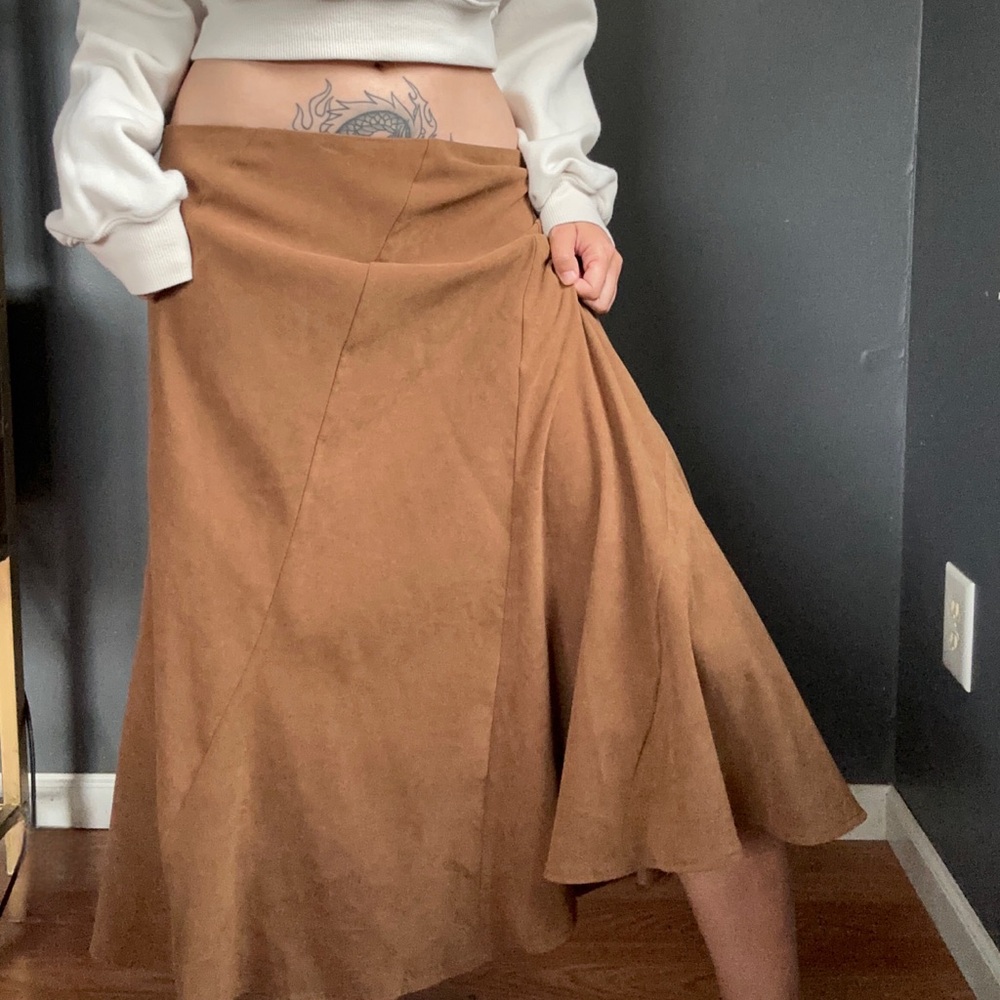 Dressbarn faux suede midi skirt